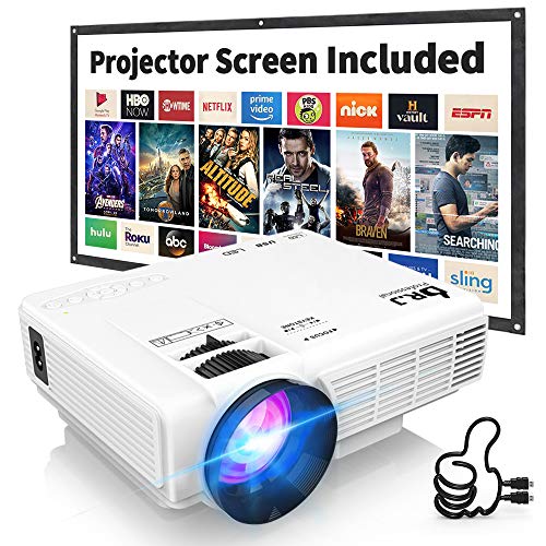 DR J Professional HI 04 4500L Mini Projector Outdoor Movie Projector 1080P Supported with 100Inch Projector Screen Compatible with TV Stick Video Games HDMIUSBTFVGAAUXAV Latest Upgrade 0